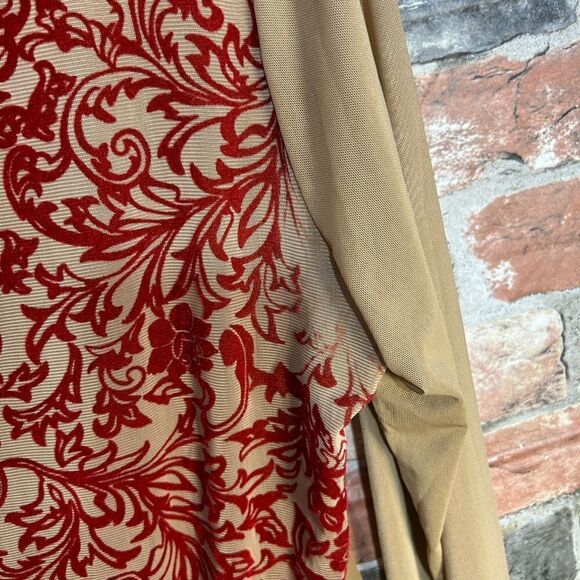 5 for $25🔥Forever 21+ Red Velvet & Tan Sheer Bodysuit 3X - Picture 4 of 8